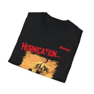 Retro Graphic Tee - "Hornication" Movie-Inspired Unisex Softstyle T-Shirt, Vintage Fan Apparel, Pop Culture Gift, Birthday or Event Wear