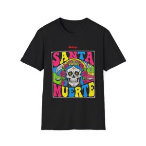 Santa Muerte T-Shirt, Colorful Skull Art Tee for Day of the Dead, Halloween, Casual Wear, Graphic Tee