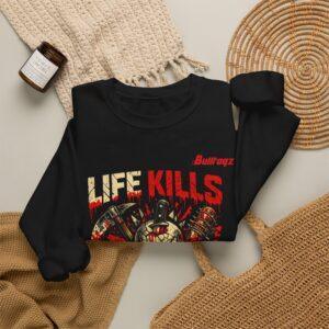 'Life Kills' Skull Horror Crewneck