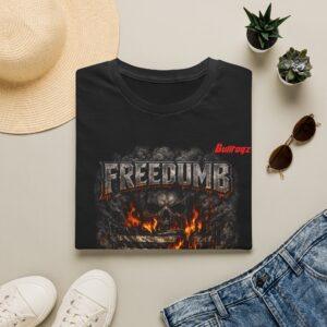 Freedom Skull T-Shirt — "FREEDUMB" Grunge Flame Graphic